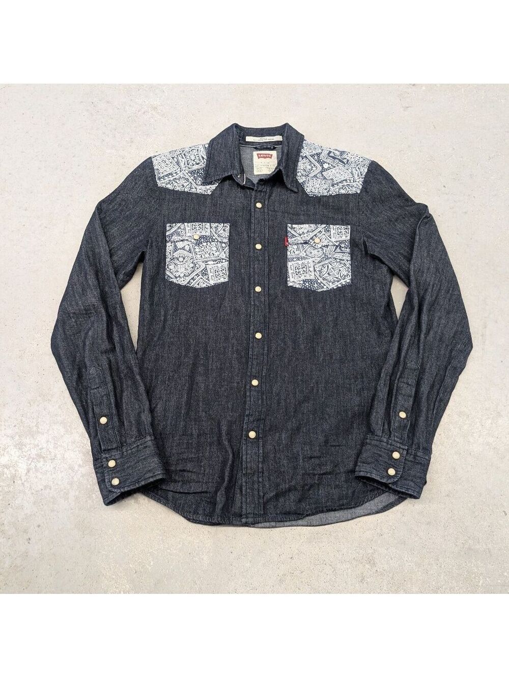 Levis Modern Fit Western Patch Pearl Snap Denim Shirt